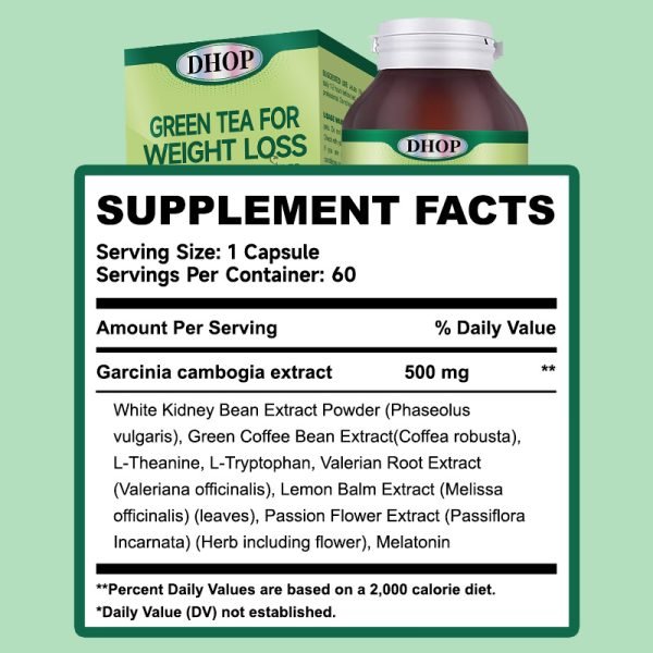 GREEN TEA FOR WEIGHT LOSS GARCINIA CAMBOGIA CAPSULES - Image 5